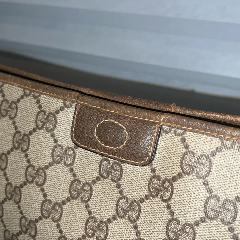 GUCCI Vintage Beige and Brown Canvas Monogram Clutch